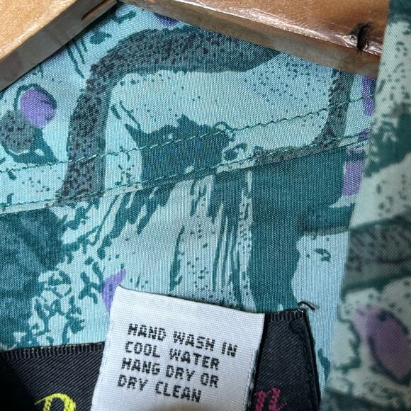 Reputation Shirt Vintage 100% Silk Retro Pattern Boho Hippie Size M - Picture 6 of 9